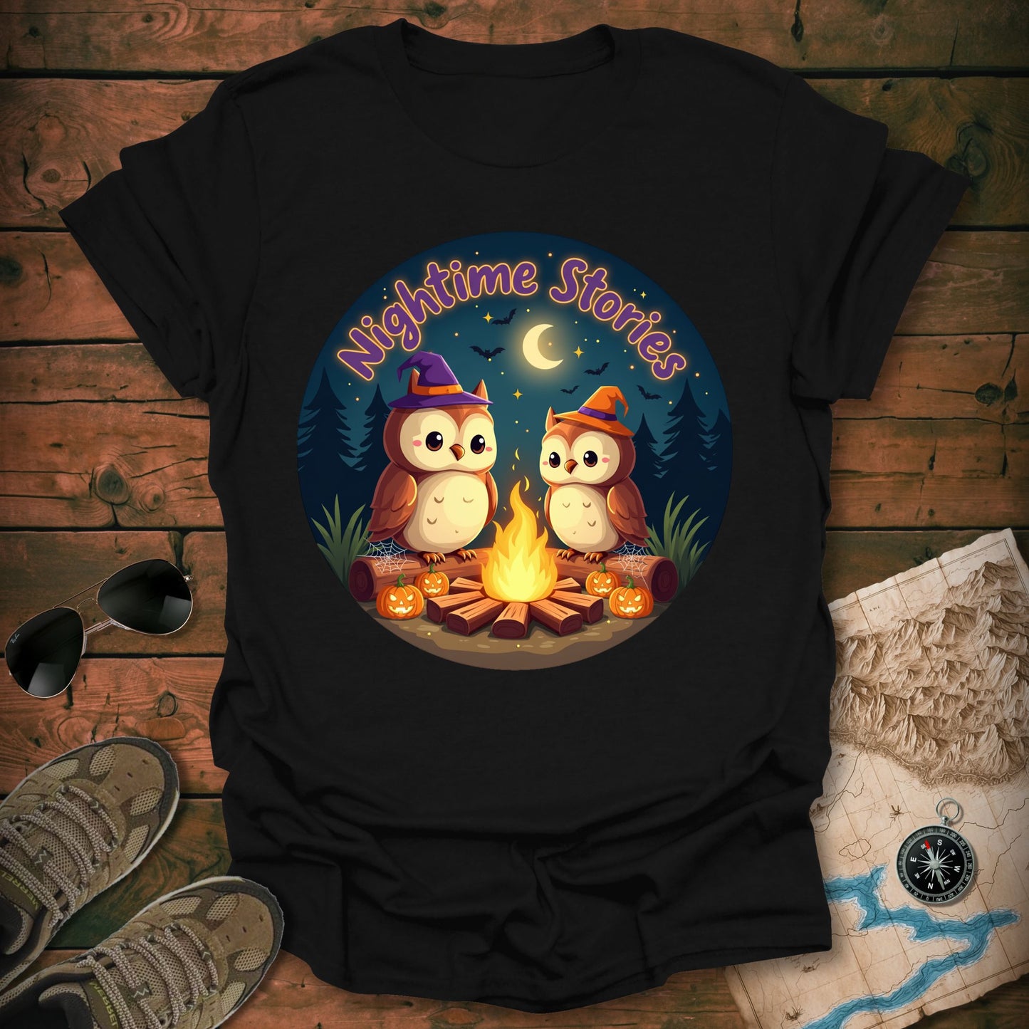 Spooky Owls Campfire T-Shirt