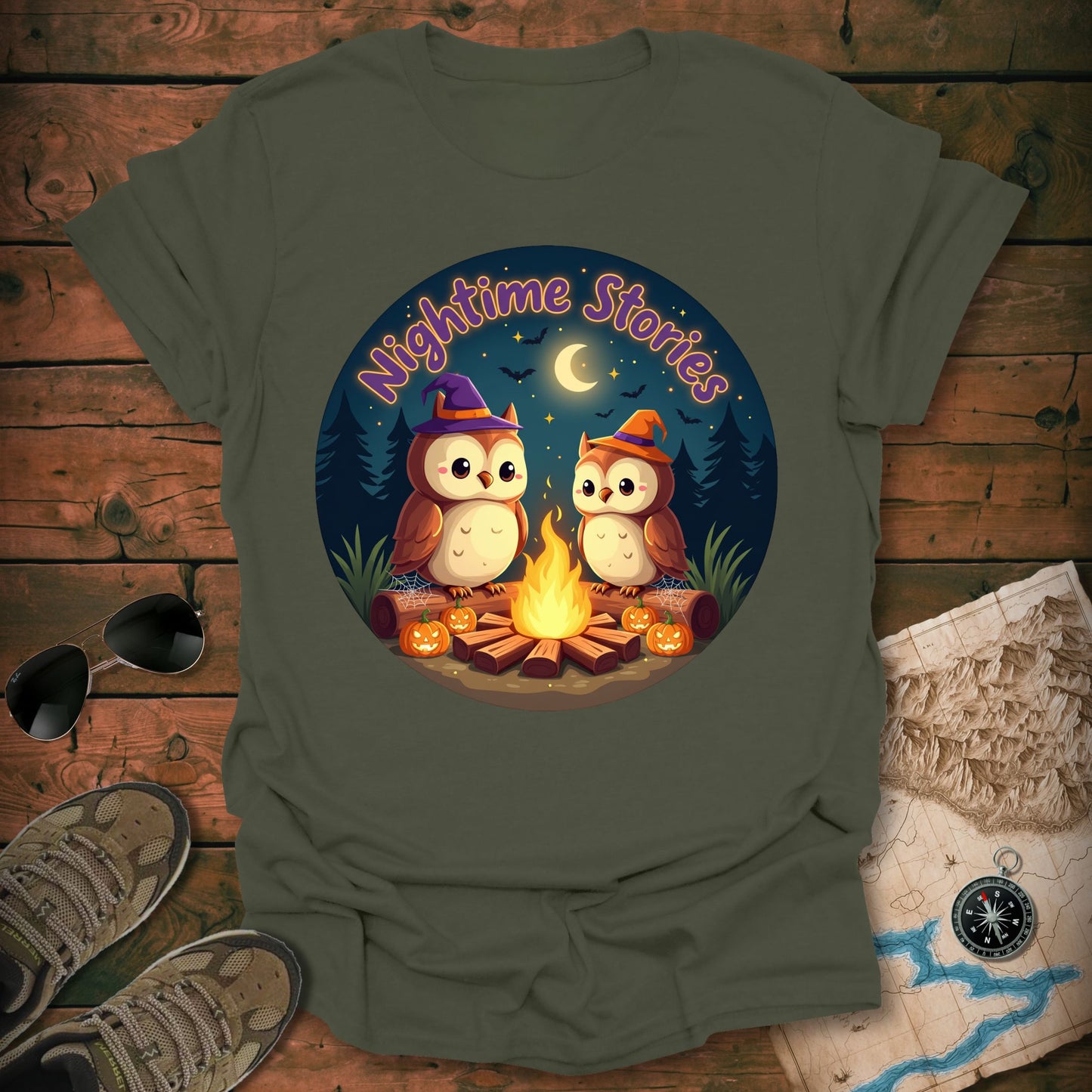 Spooky Owls Campfire T-Shirt