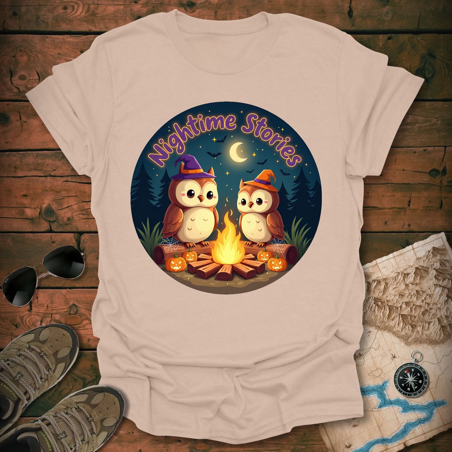 Spooky Owls Campfire T-Shirt