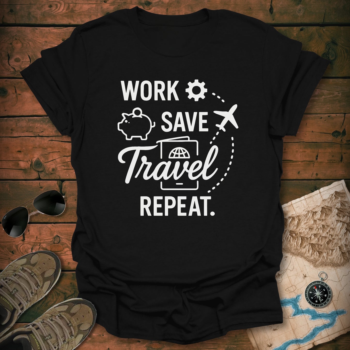 Work Save Travel Repeat T-Shirt