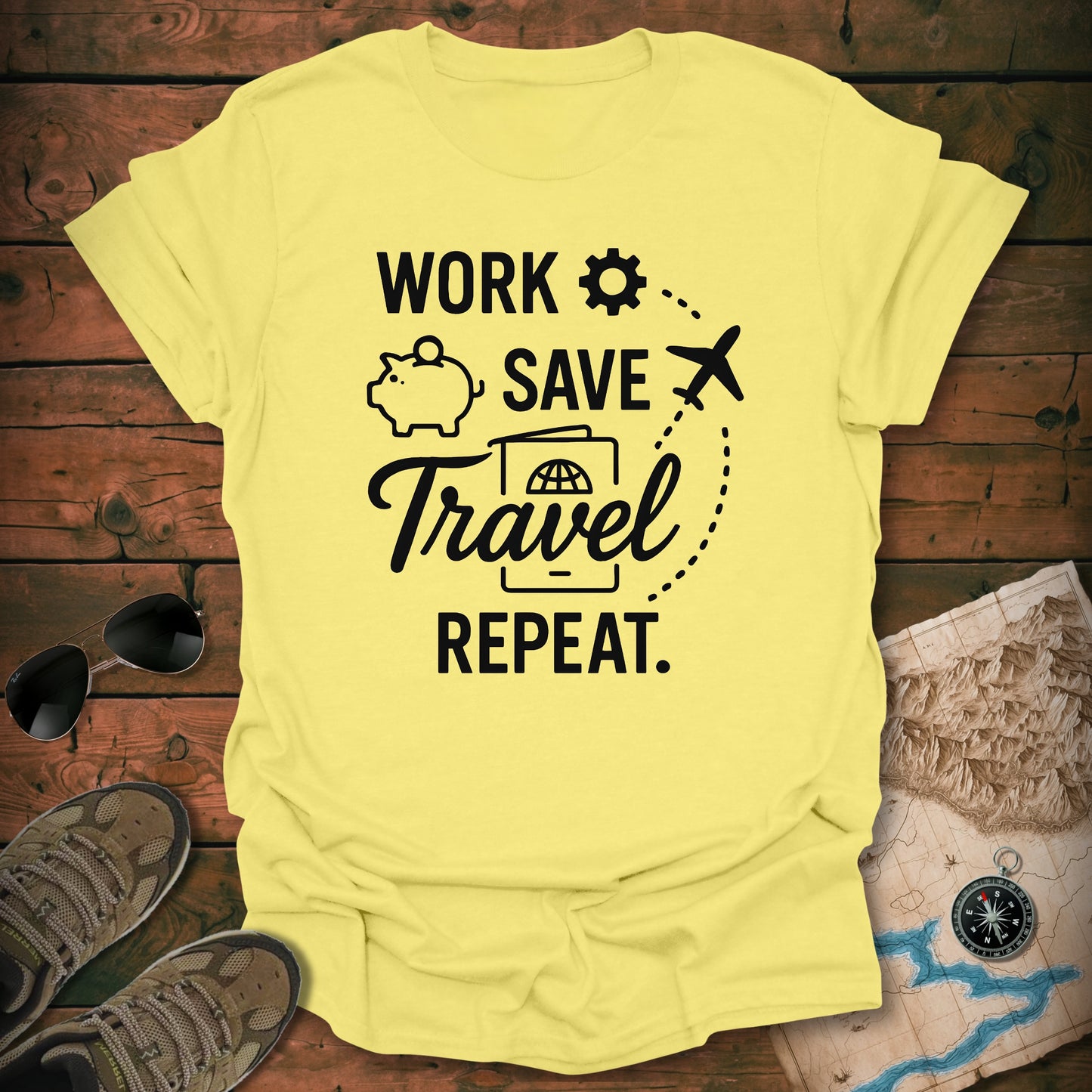 Work Save Travel Repeat T-Shirt