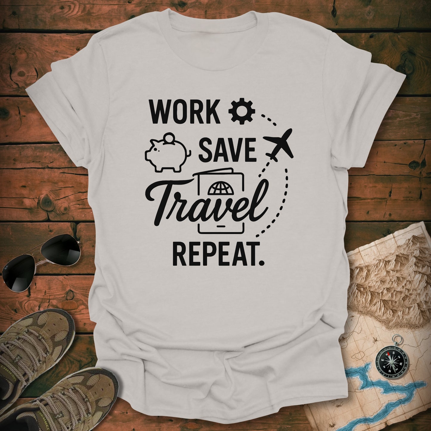 Work Save Travel Repeat T-Shirt