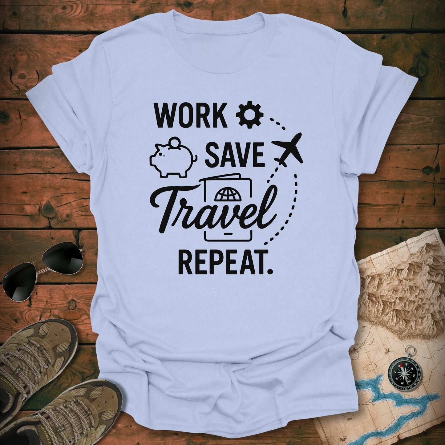 Work Save Travel Repeat T-Shirt