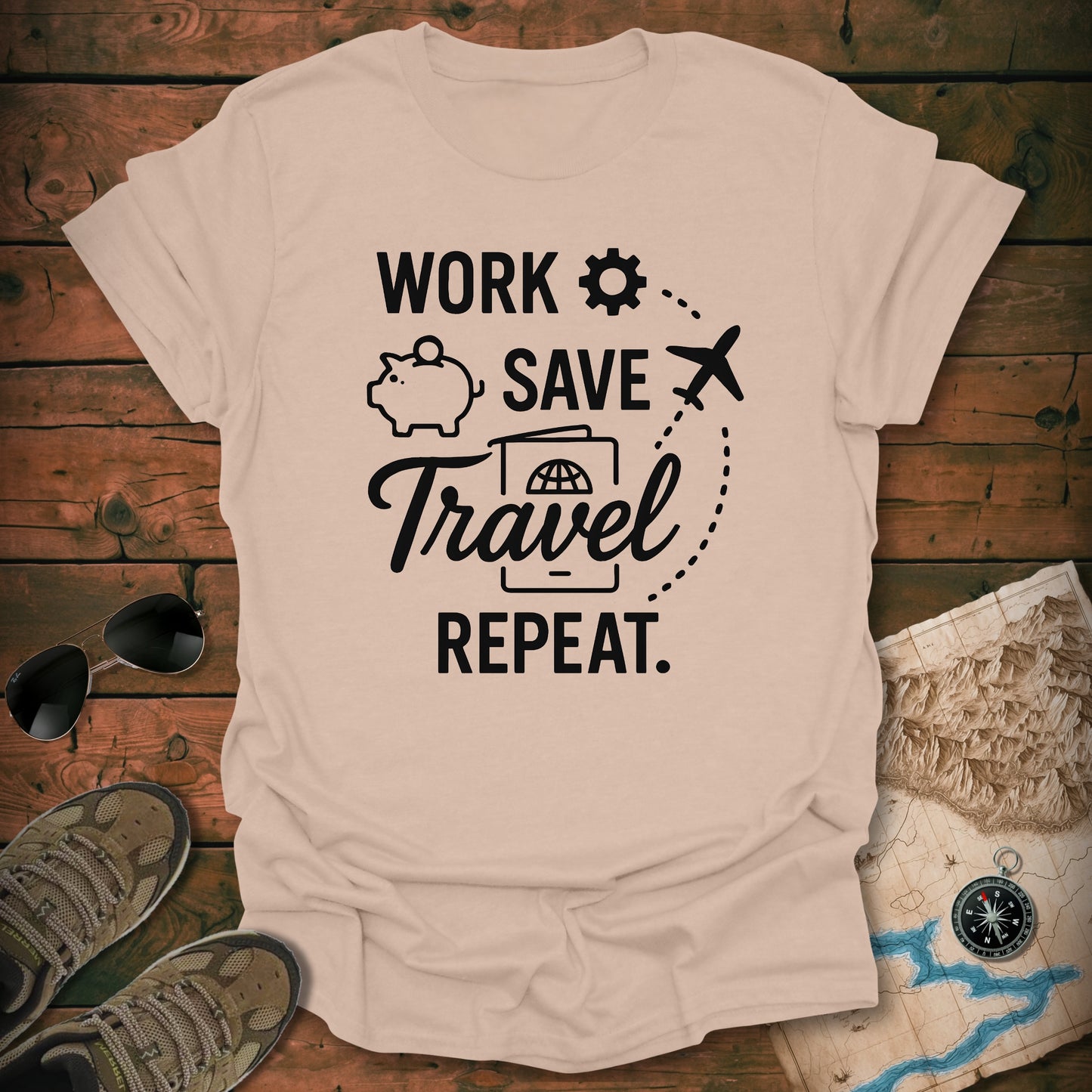 Work Save Travel Repeat T-Shirt