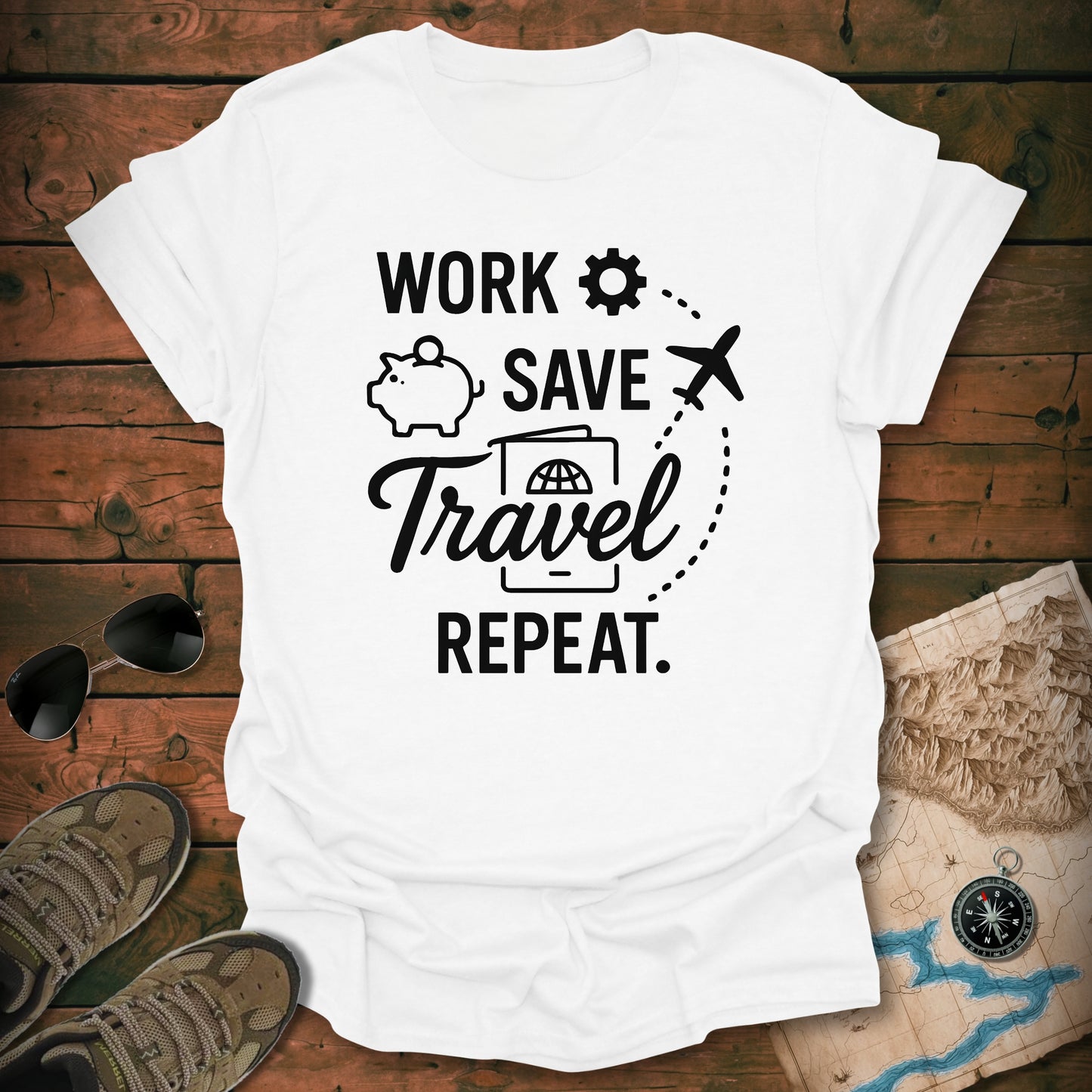 Work Save Travel Repeat T-Shirt